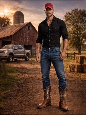 Ariat Nighthawk Western Boots Men’s 9EE Wide Square Toe Brown Leather EUC